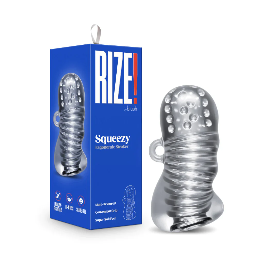 Rize Squeezy Multi-Textured Chamber Squeezable Clear Stroker - Image 5
