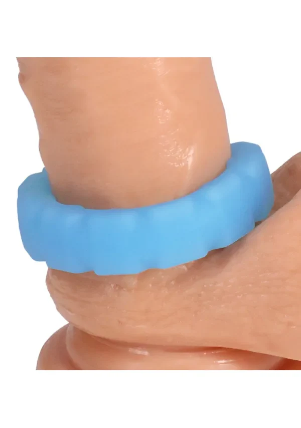 Rock Solid The Tire Silicone Glow in the Dark Cock Ring - Blue - Image 5