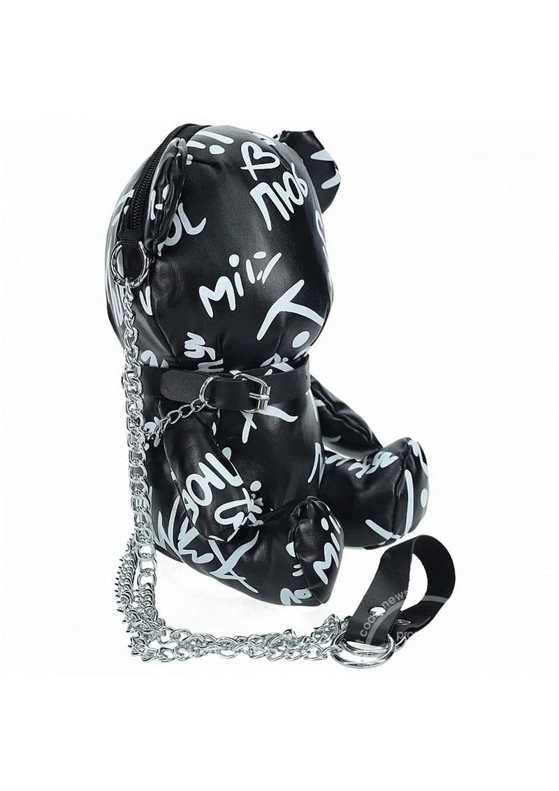 S-Line Bear Bag Pleather Writing - Black - Image 2