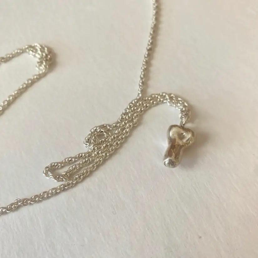 Small Uncut Penis Charm Necklace Silver by Gilty Boy