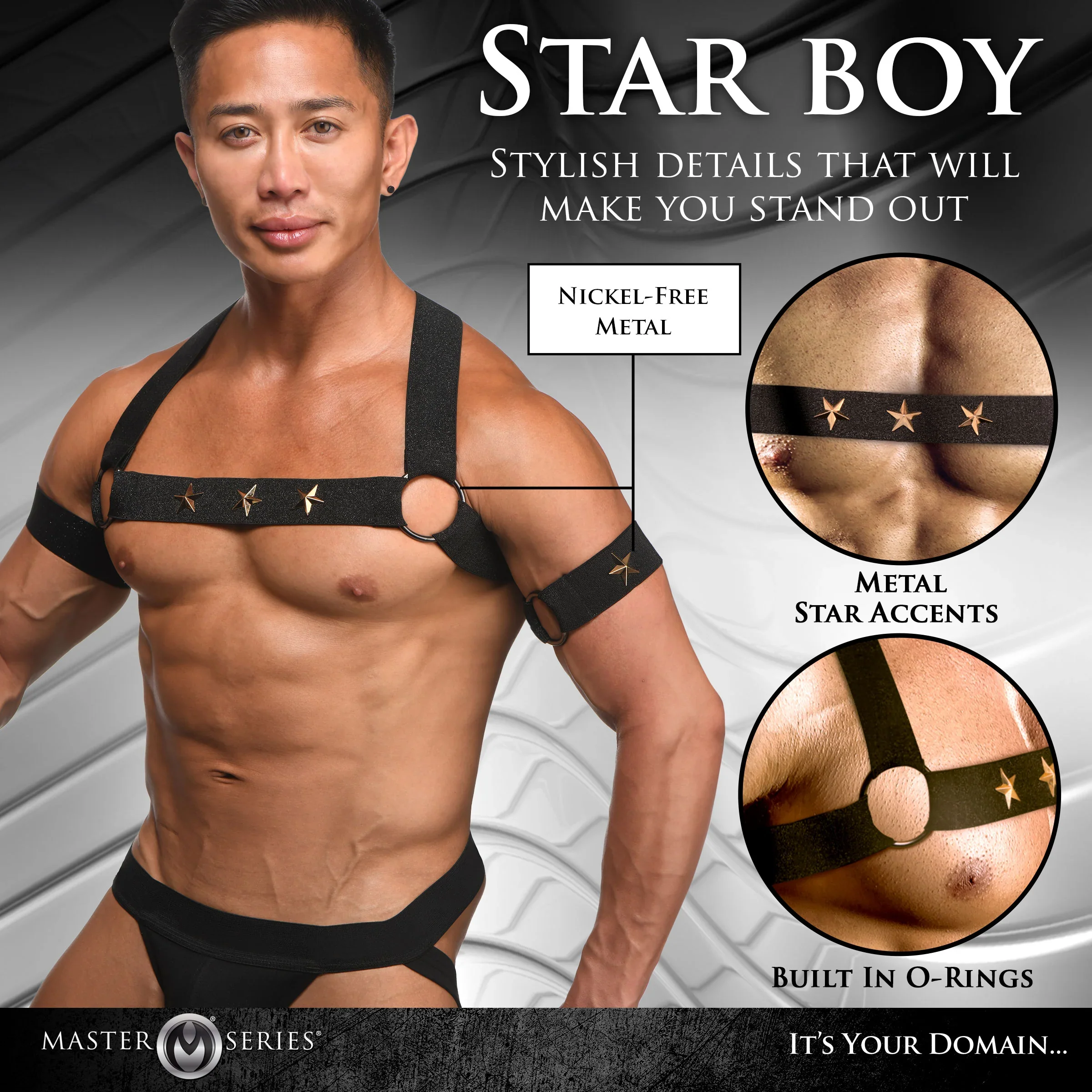 Star Boy Male Chest Harness With Arm Bands - Image 8