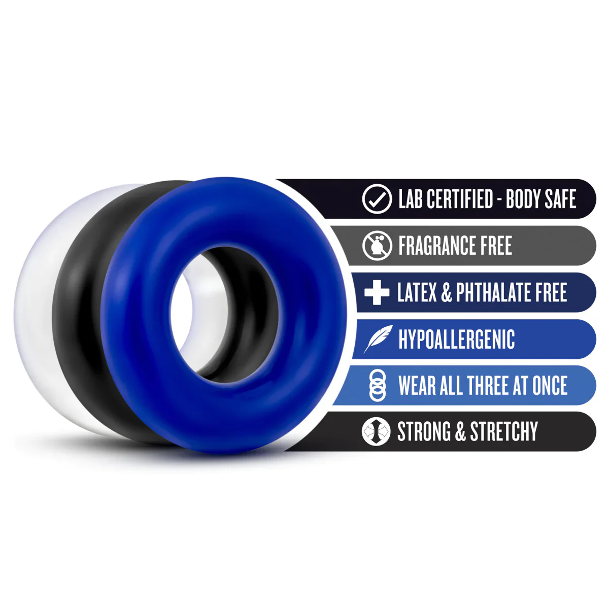 Stay Hard Assorted Colors Donut Penis Rings 3-Pack - Image 2