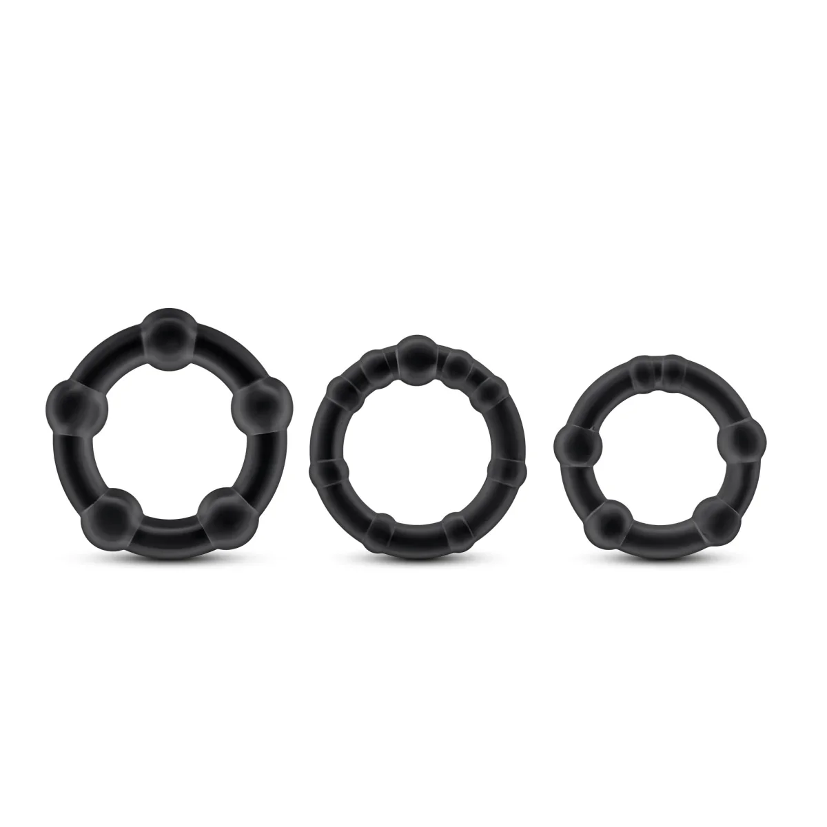 Stay Hard Black Beaded Penis Rings 3-Sizes - Image 2