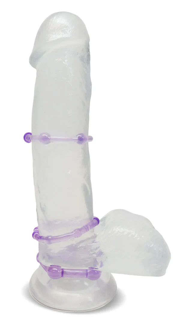 Stay Hard Blue Beaded Penis Rings 3-Sizes - Image 3