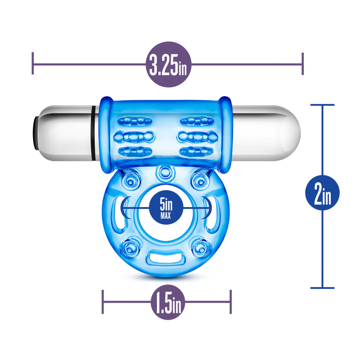 Stay Hard Bull Ring 3-In-1 Blue 10-Function Vibrating Penis Ring - Image 2