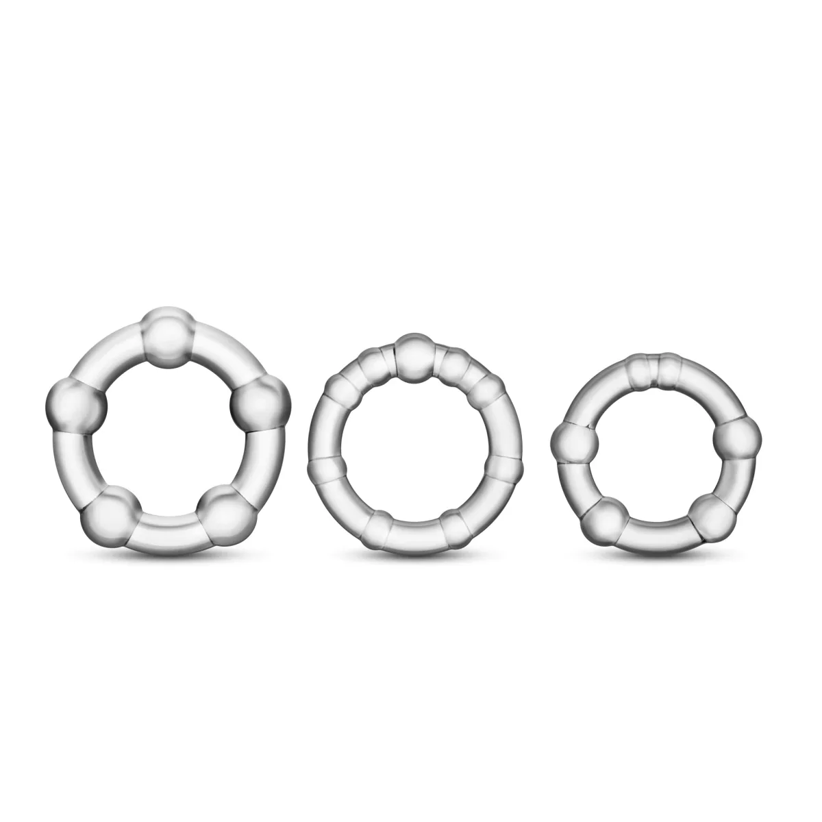 Stay Hard Clear Beaded Penis Rings 3-Sizes - Image 3