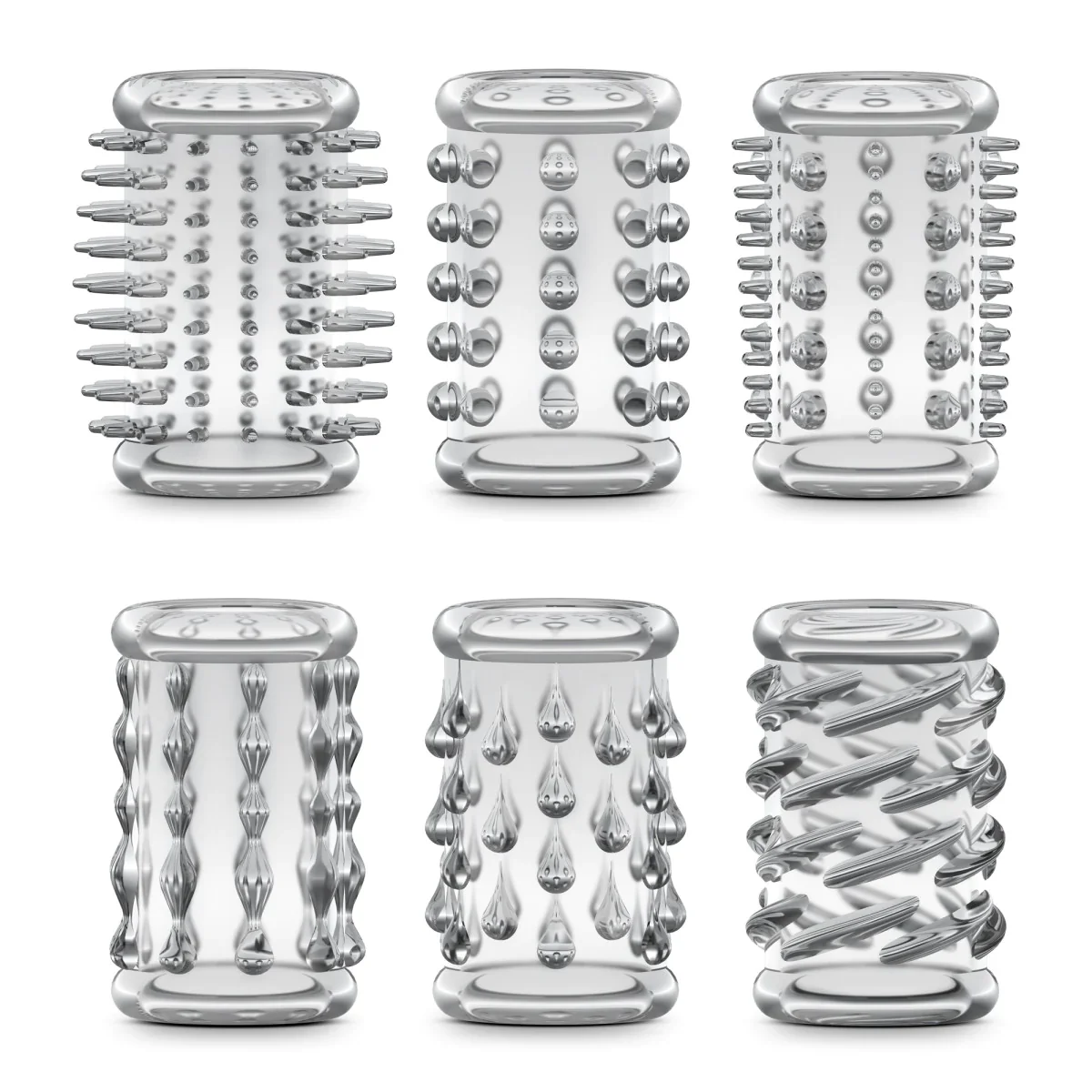 Stay Hard Clear Soft Tickler Penis Sleeve Kit Set of 6 - Image 6