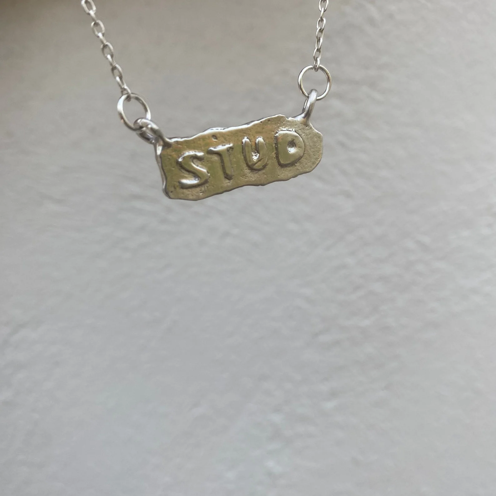 Stud Charm Necklace Silver by Gilty Boy - Image 2