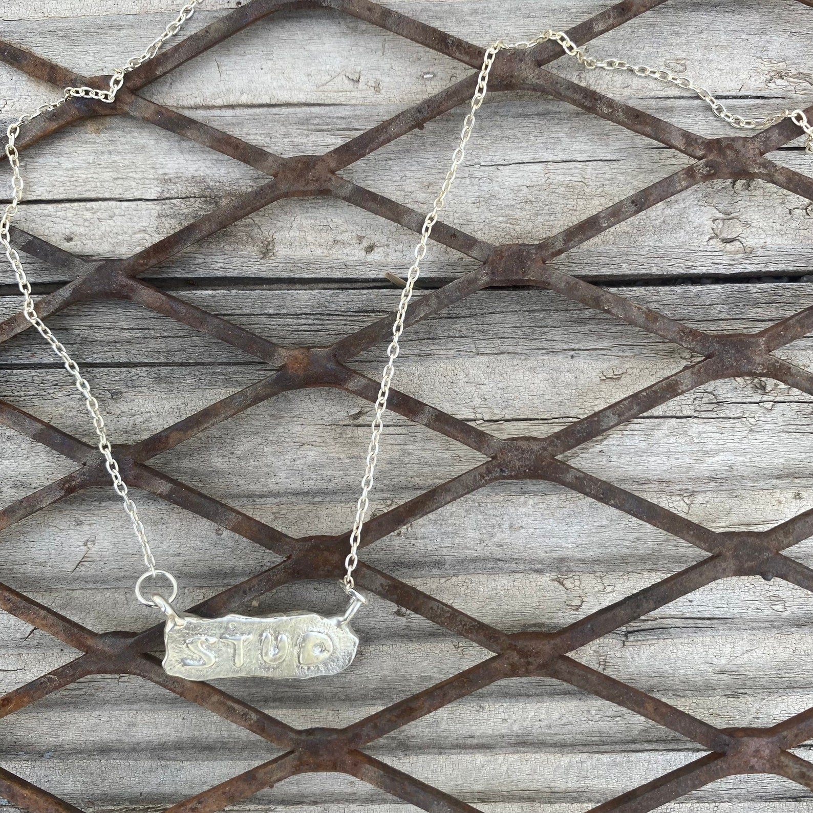 Stud Charm Necklace Silver by Gilty Boy - Image 3