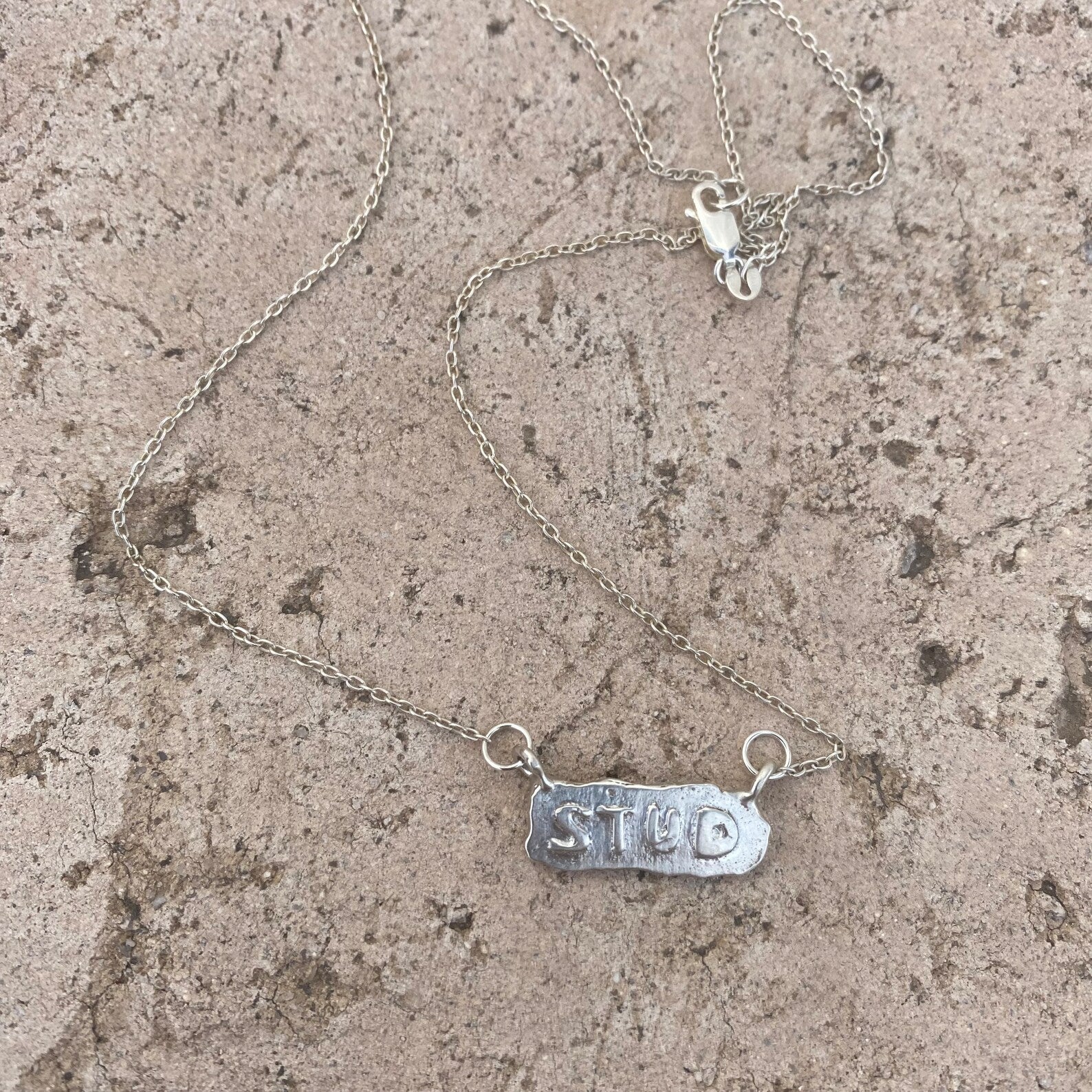 Stud Charm Necklace Silver by Gilty Boy - Image 4