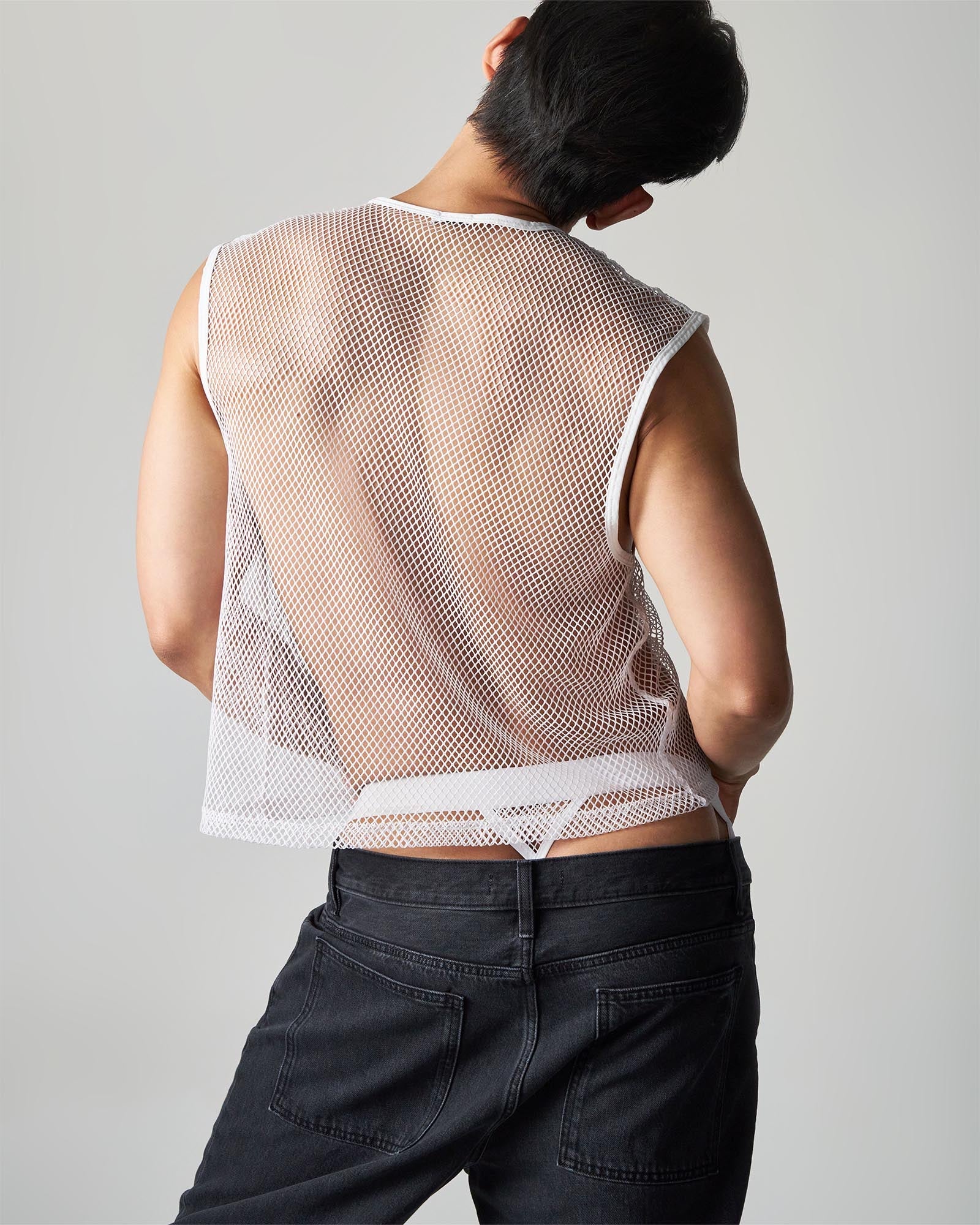 TEAMM8 Edge Net Muscle Tank Chalk - Image 2