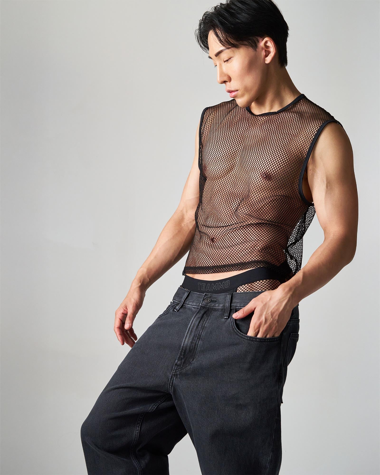 TEAMM8 Edge Net Muscle Tank Jet