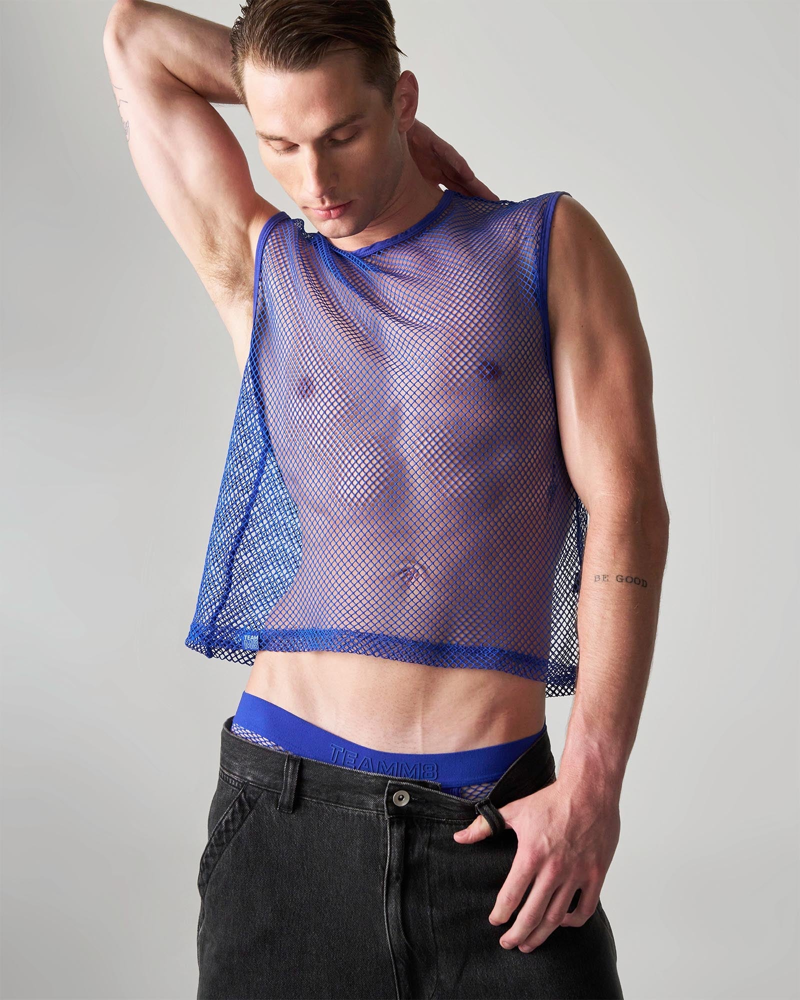 TEAMM8 Edge Net Muscle Tank Ultramarine