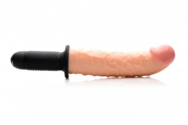 The Curved Dicktator 13 Mode Vibrating Giant Dildo Thruster by Master Series - FLESH - Image 3