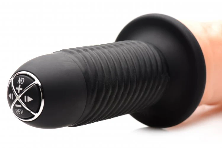The Curved Dicktator 13 Mode Vibrating Giant Dildo Thruster by Master Series - FLESH - Image 5