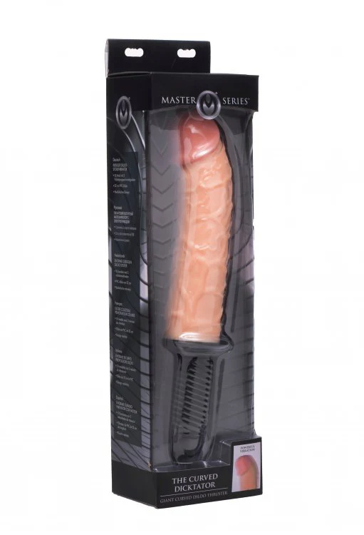 The Curved Dicktator 13 Mode Vibrating Giant Dildo Thruster by Master Series - FLESH - Image 8