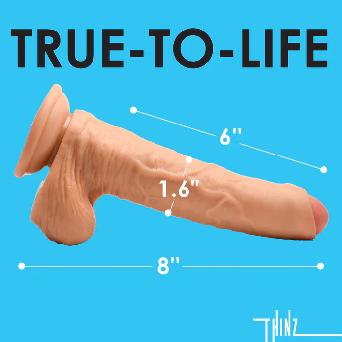 Thinz 8" Uncut Dildo with Balls - Image 4