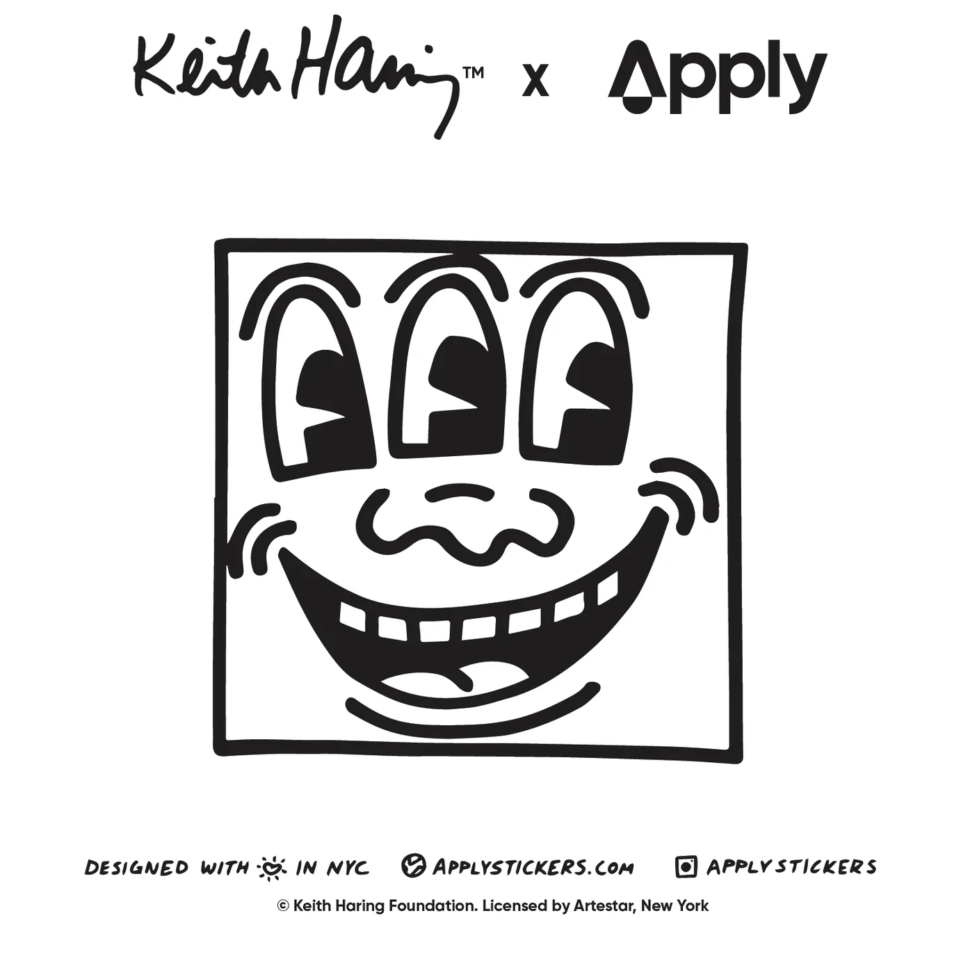 Three-Eyed Faces By Keith Haring - Sheet of 9 Kiss-Cut Stick - Image 3