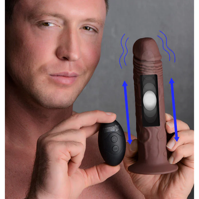 THUMP IT 7X Remote Control Thumping + Vibrating Dildo - Dark - Image 2