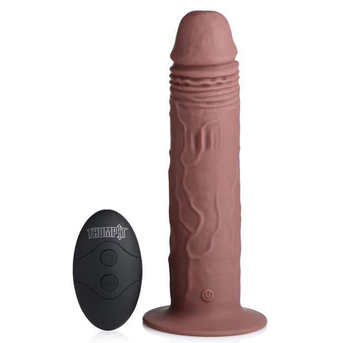 THUMP IT 7X Remote Control Thumping + Vibrating Dildo - Dark - Image 4