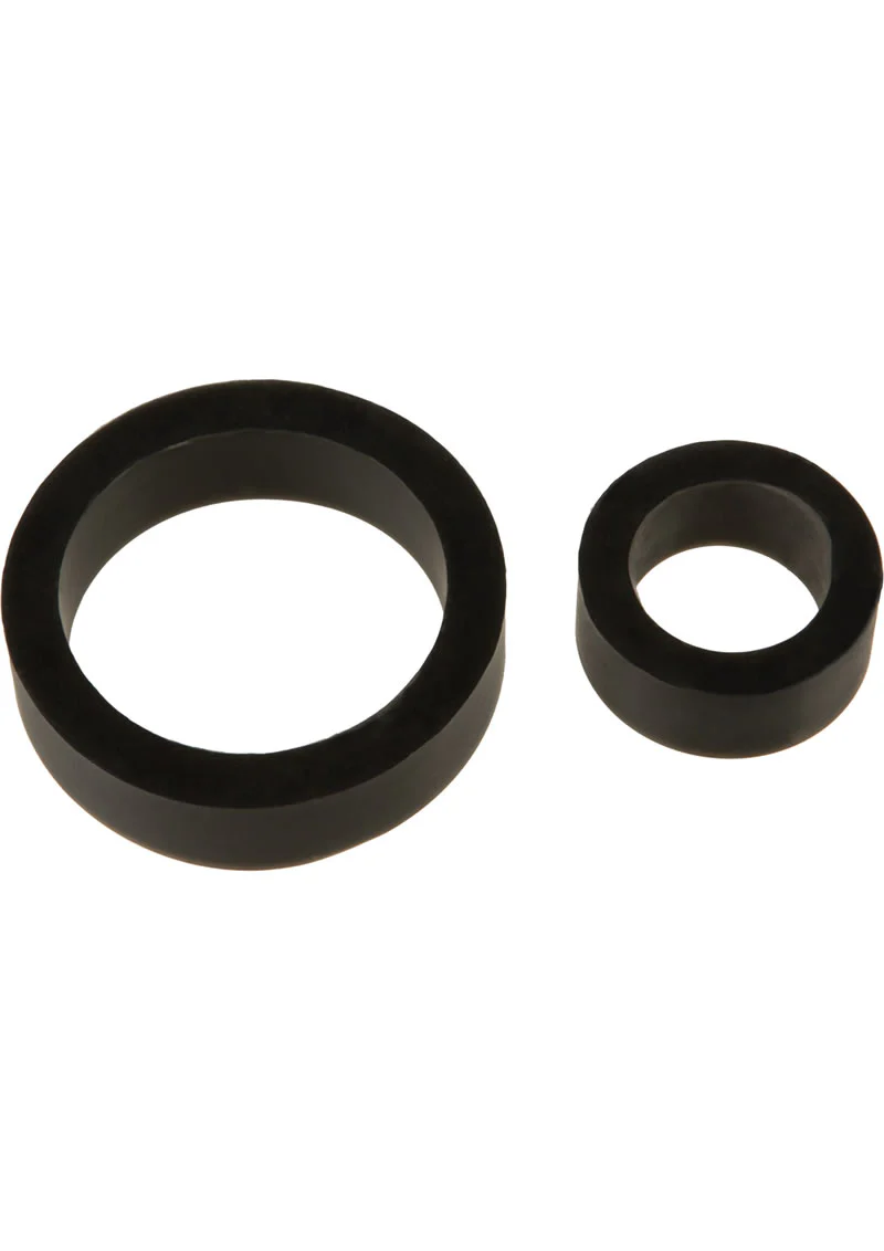 TitanMen Platimum Silicone Cock Rings (2 Piece Kit) - Black - Image 3