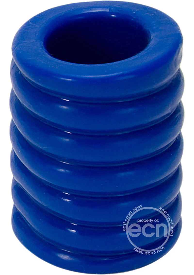 TitanMen Ribbed Stretch-To-Fit Cock Cage - Blue - Image 3