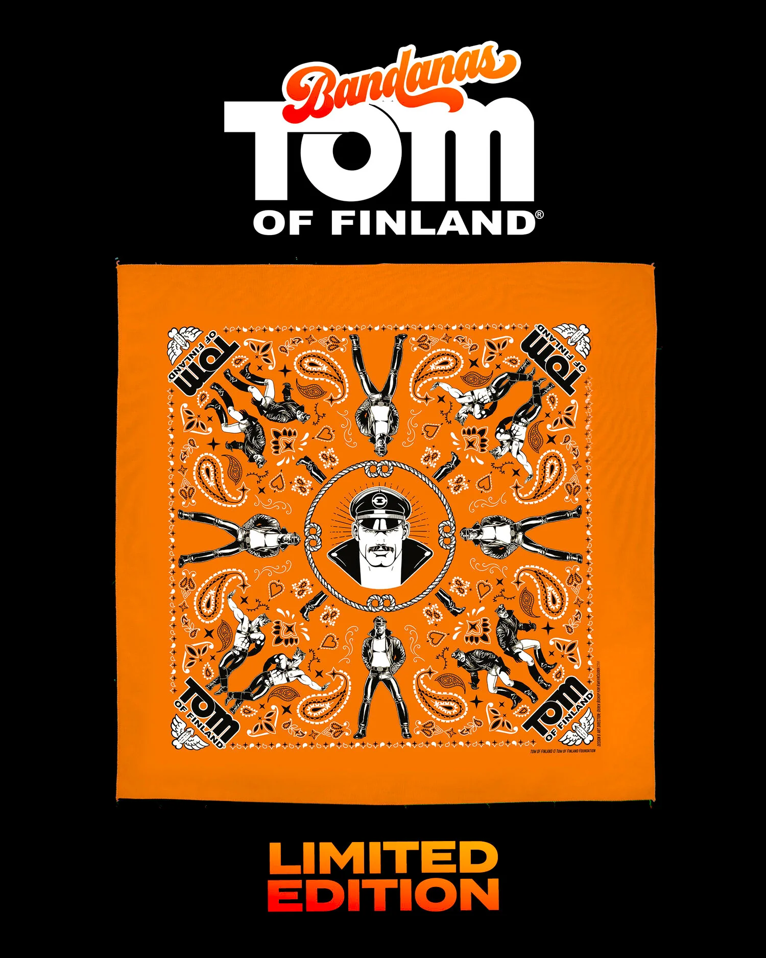 Tom of Finland Bandana by Peachy Kings Orange - Image 2