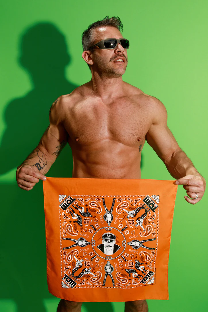 Tom of Finland Bandana by Peachy Kings Orange - Image 5
