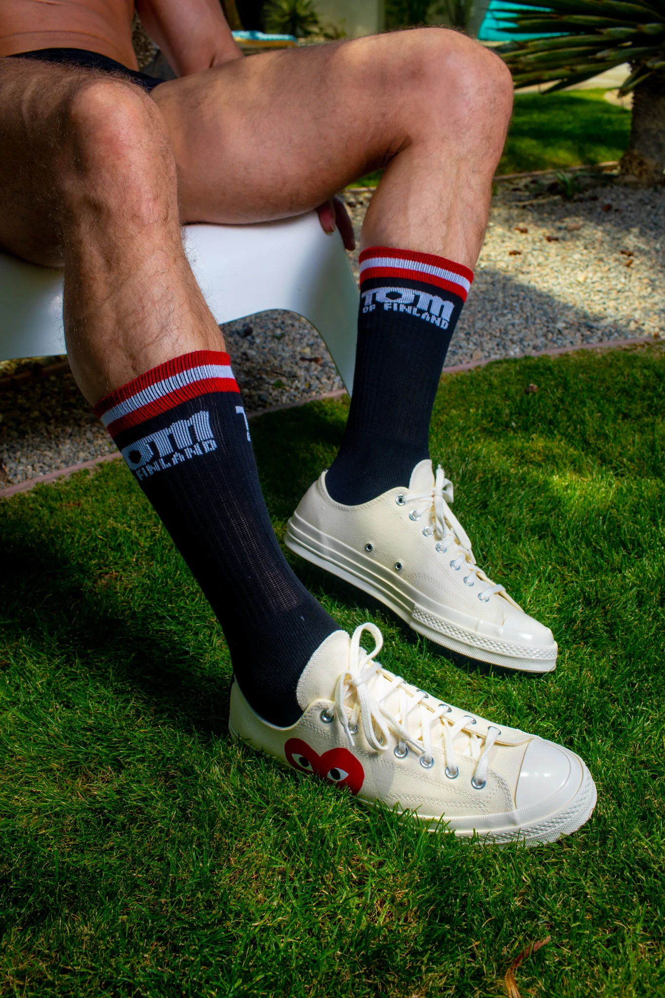 TOM OF FINLAND CALF HIGH SOCKS BLACK LOGO - Image 2