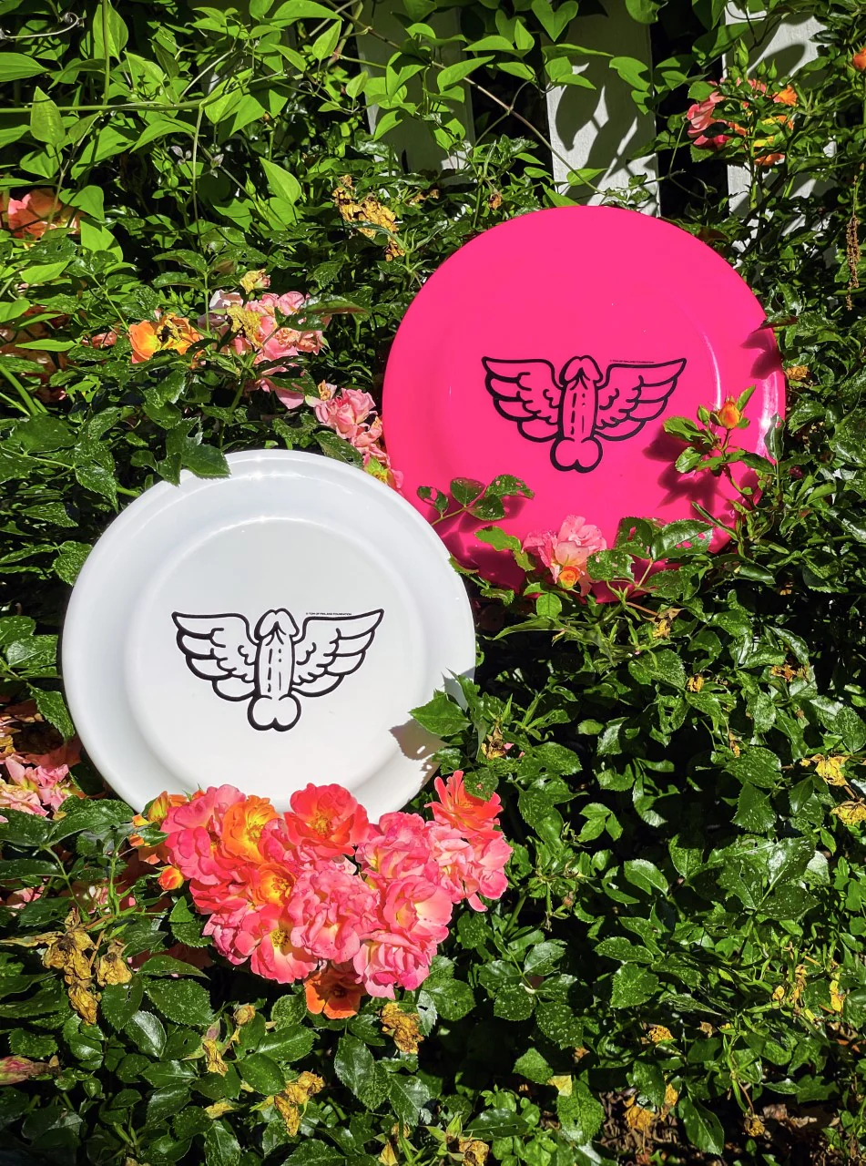 Tom of Finland Flying Cock Frisbee by Peachy Kings - HOT PINK - Image 3