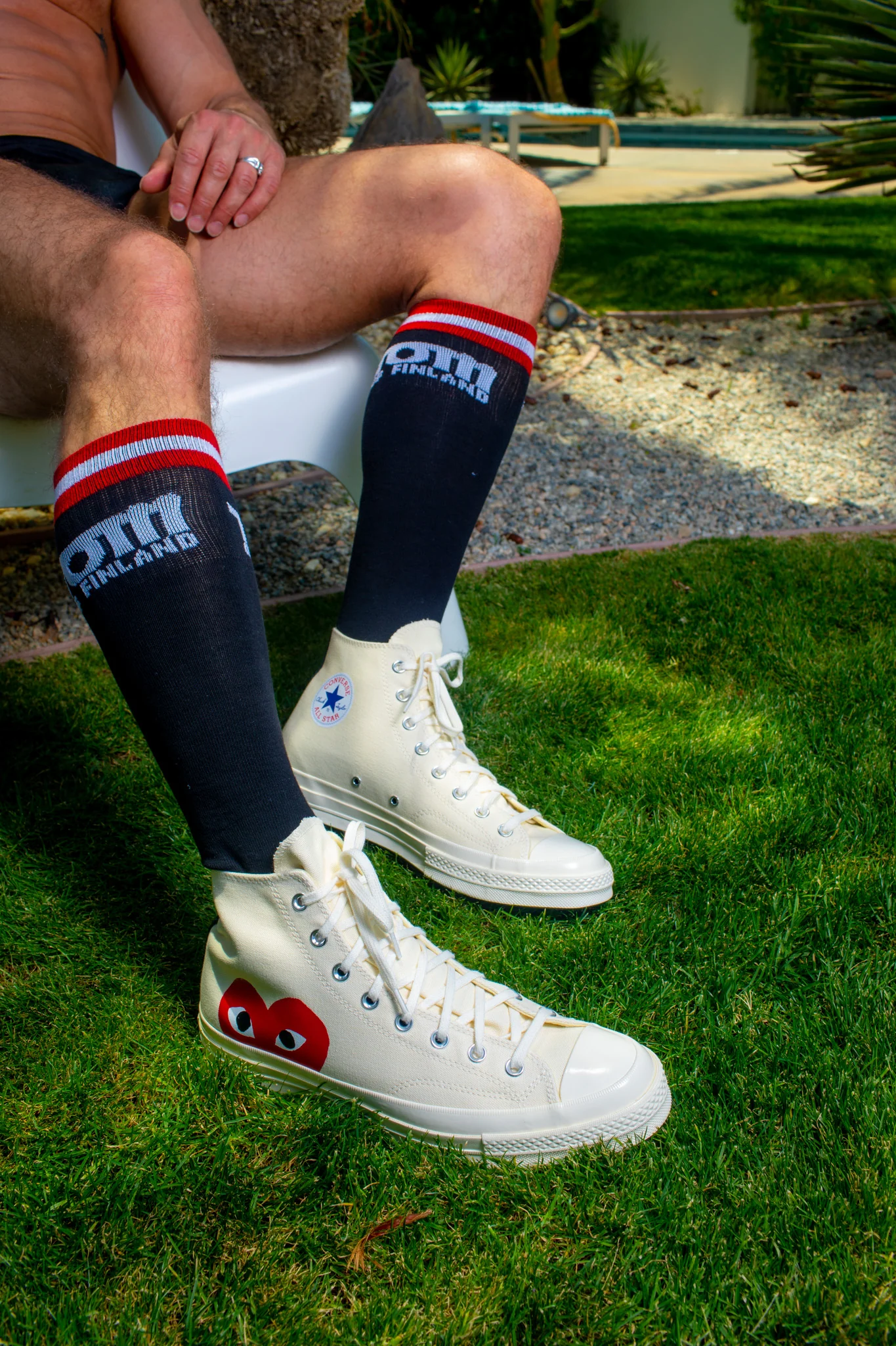 TOM OF FINLAND KNEE HIGH BLACK LOGO SOCKS - Image 2