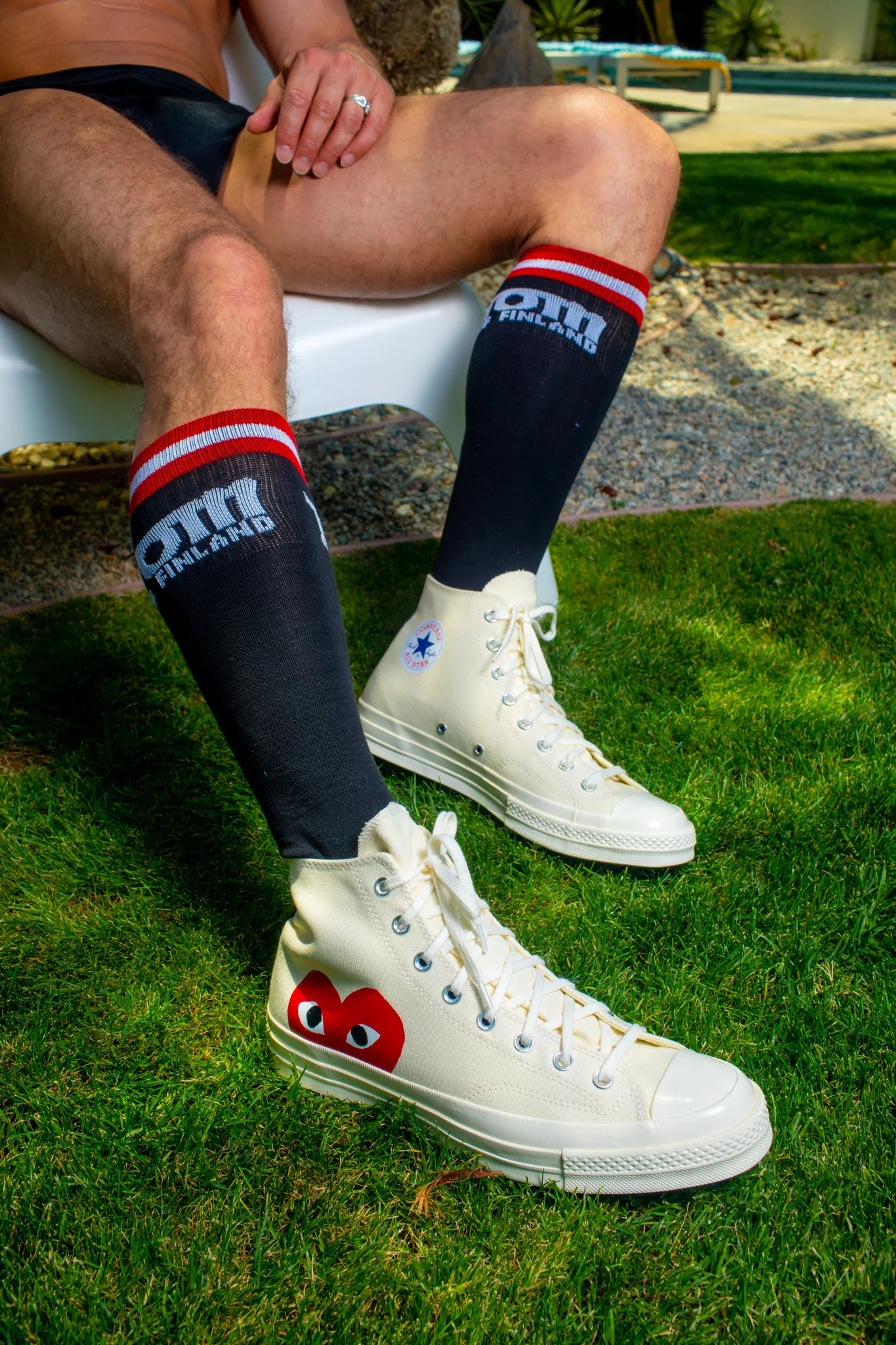TOM OF FINLAND KNEE HIGH BLACK LOGO SOCKS - Image 3