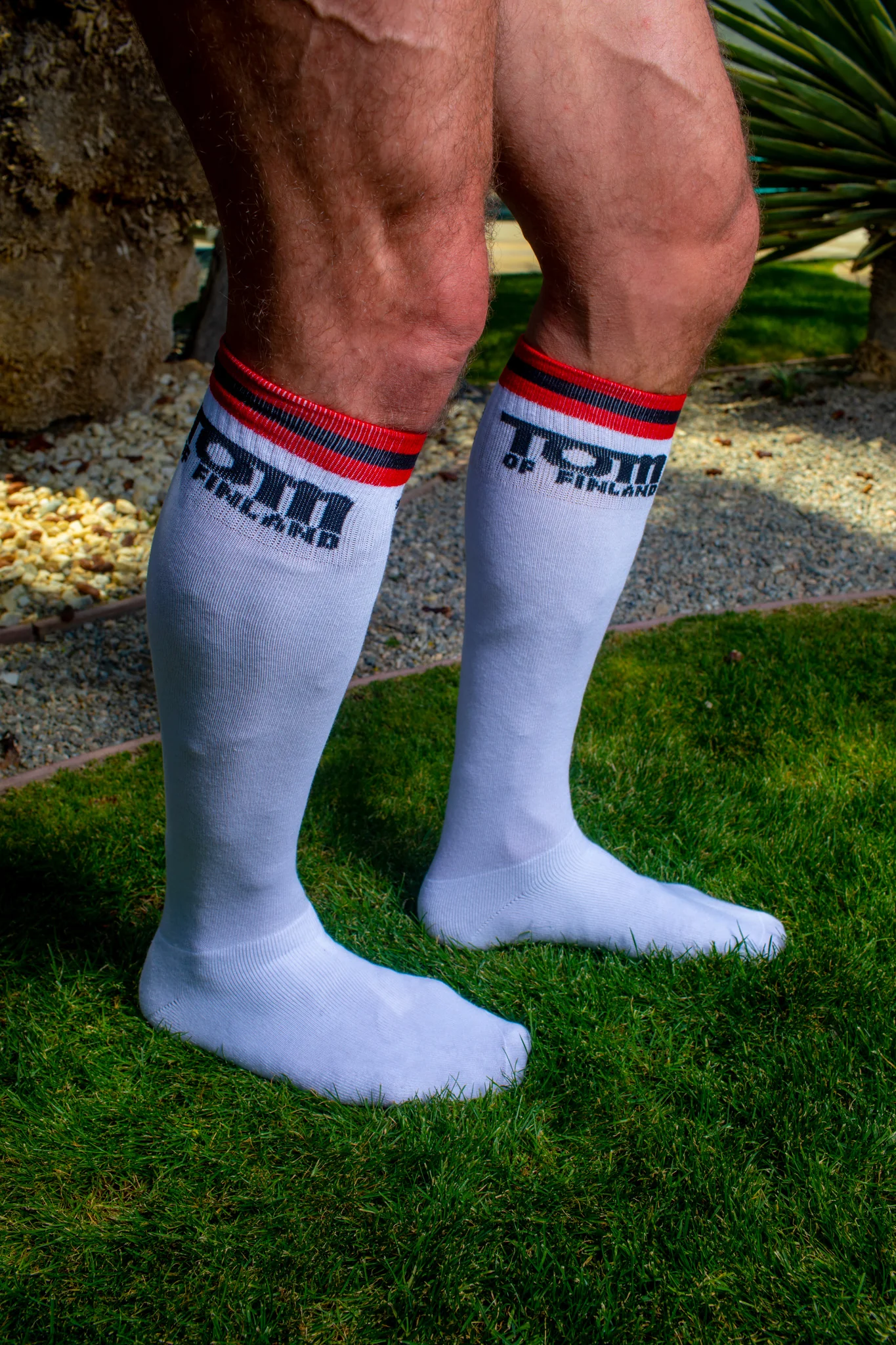 TOM OF FINLAND KNEE HIGH WHITE LOGO SOCKS - Image 12