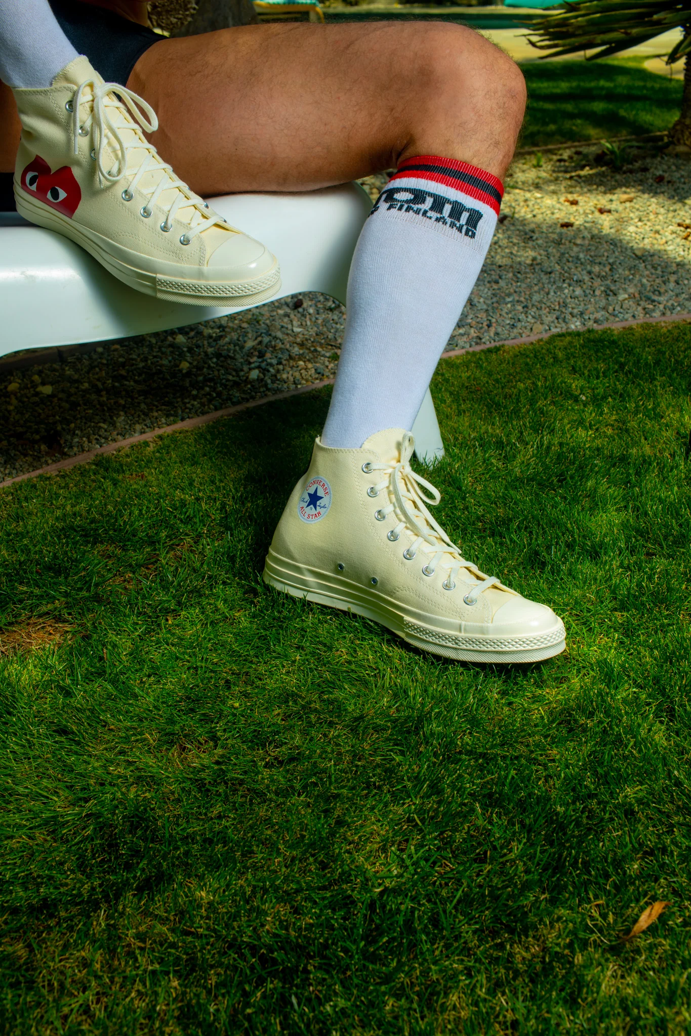 TOM OF FINLAND KNEE HIGH WHITE LOGO SOCKS - Image 8