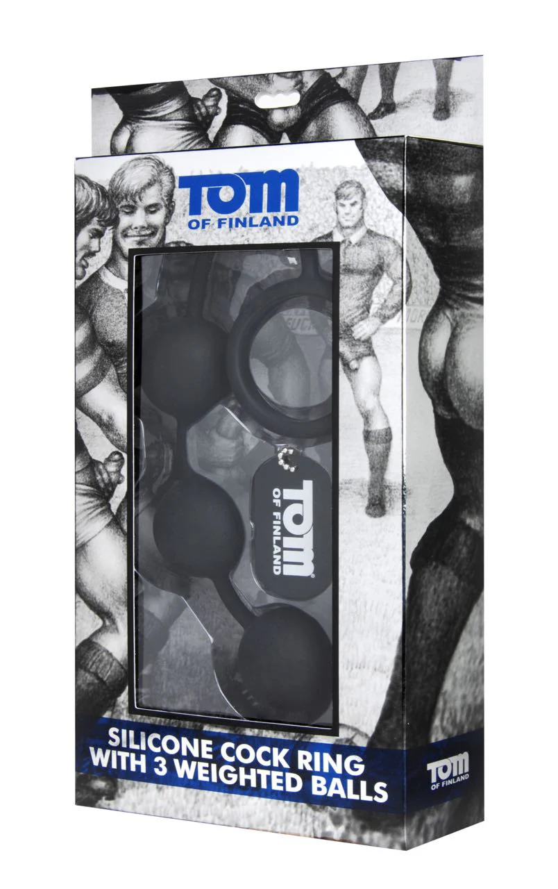 Tom of Finland Silicone Cock Ring With 3 Weighted Anal Balls - Image 4