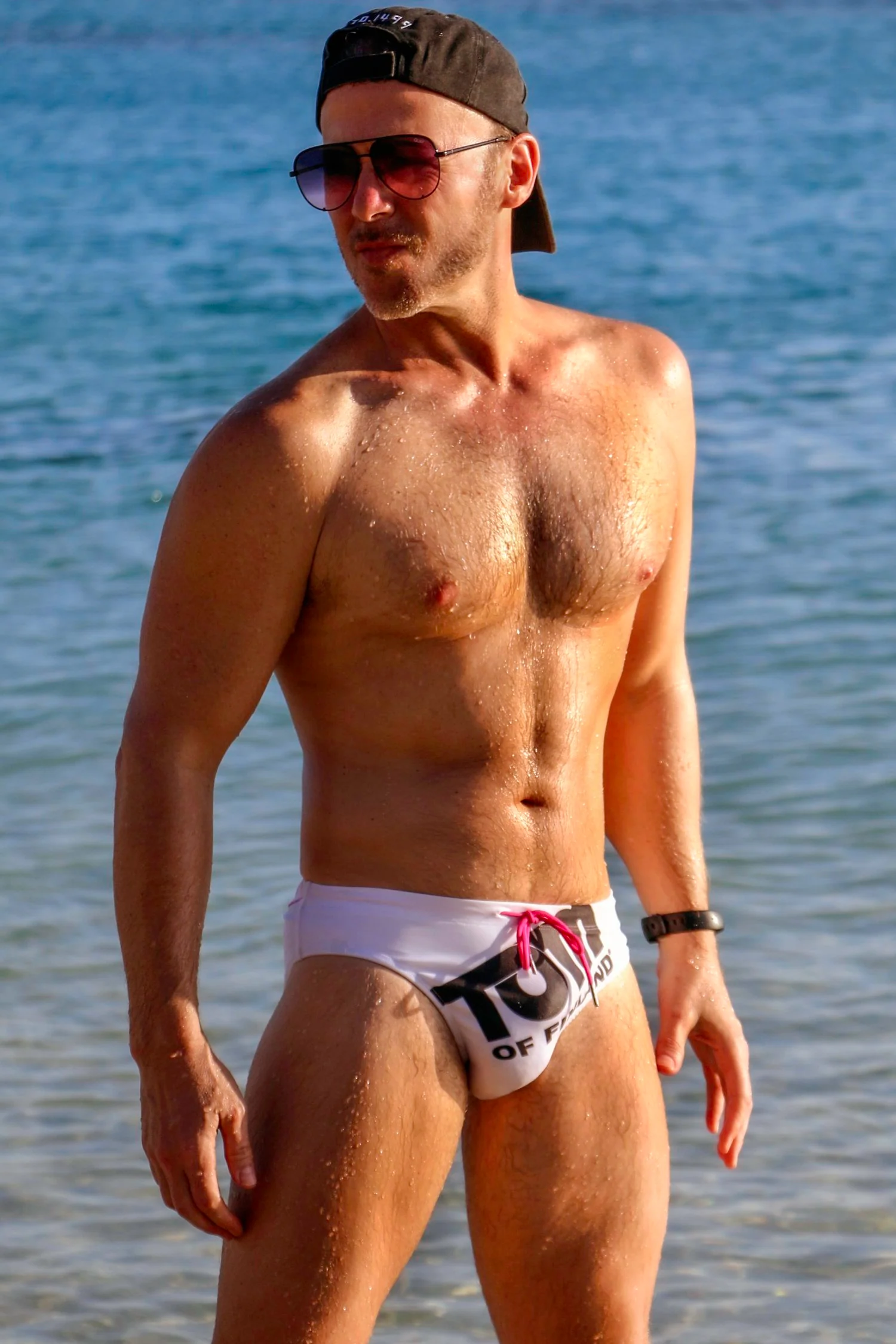 Tom of Finland WHITE LOGO Swim Brief - Image 5