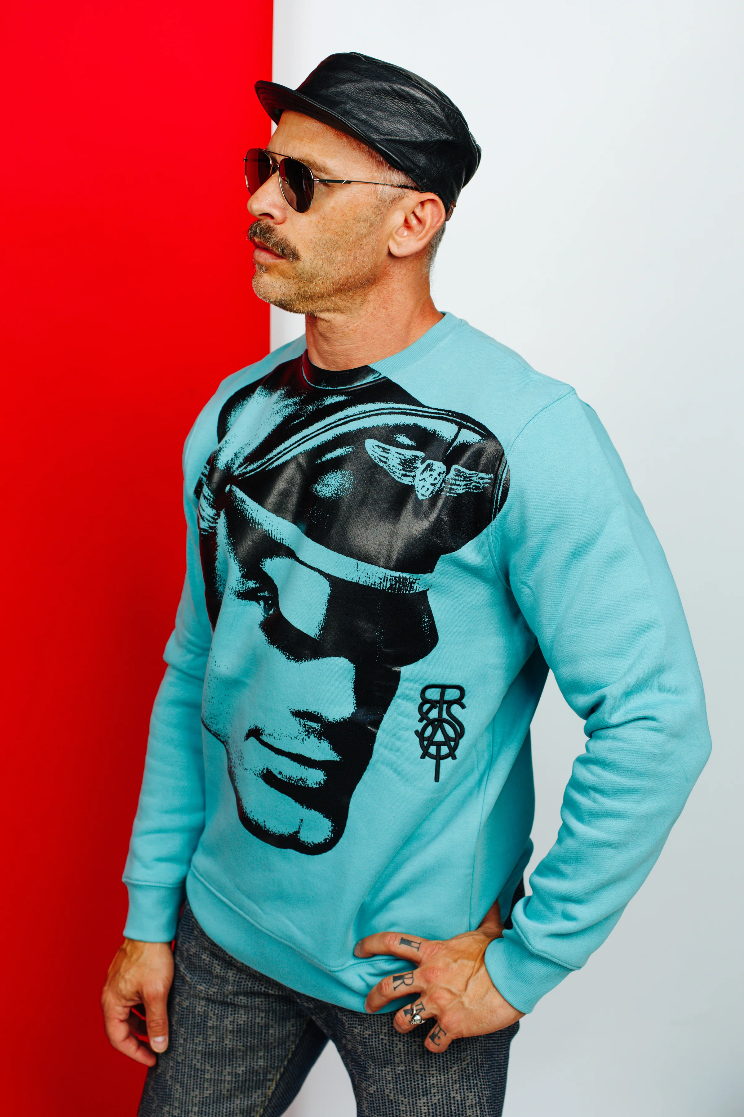TOM OF FINLAND x WE ARE SPASTOR BIKER HEAD SWEATSHIRT - EMERALD - Image 2