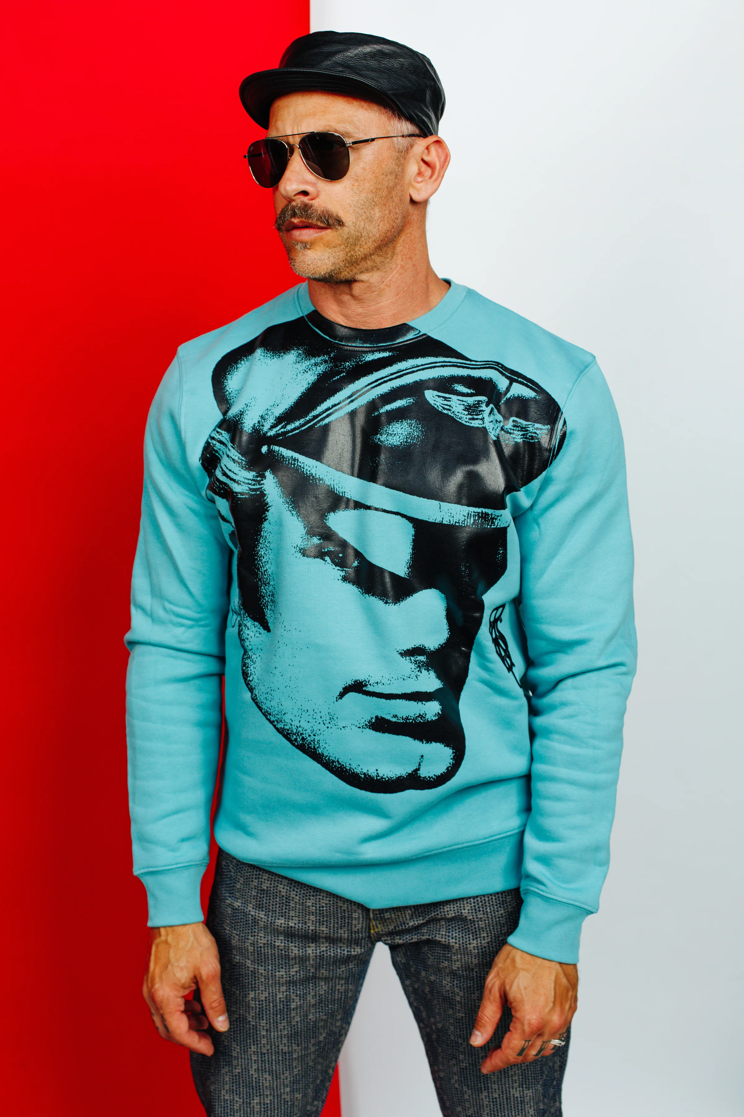 TOM OF FINLAND x WE ARE SPASTOR BIKER HEAD SWEATSHIRT - EMERALD - Image 3