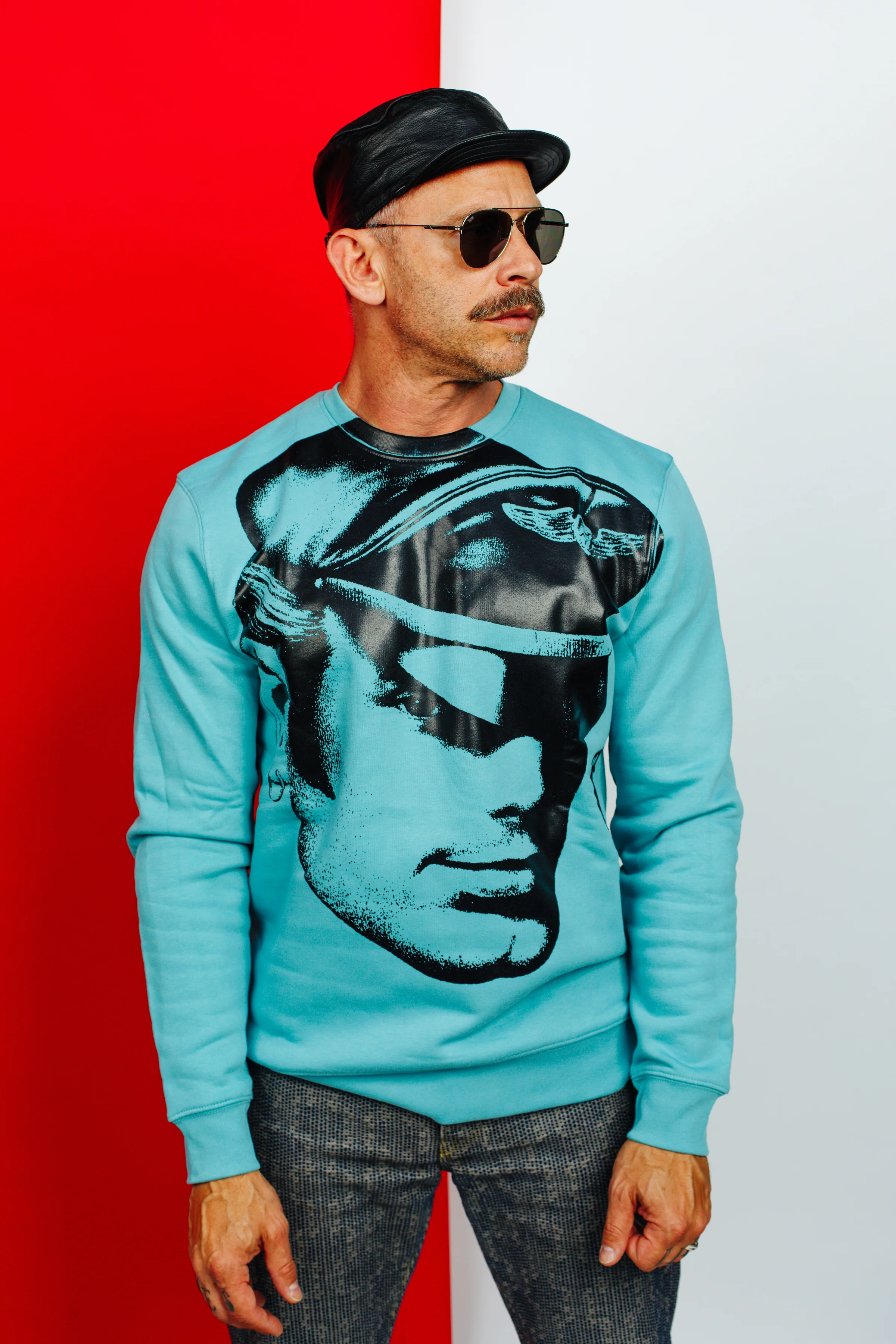 TOM OF FINLAND x WE ARE SPASTOR BIKER HEAD SWEATSHIRT - EMERALD - Image 4