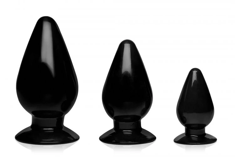 Triple Cones 3 Piece Anal Plug Set - Black - Image 4