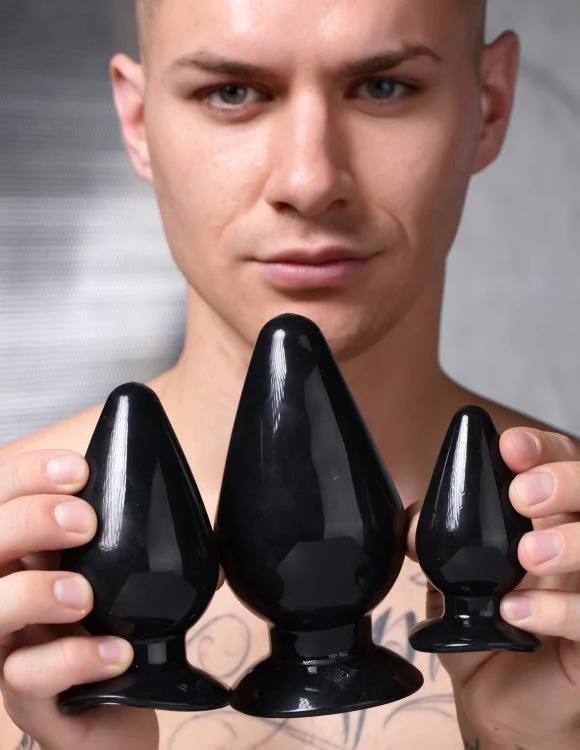 Triple Cones 3 Piece Anal Plug Set - Black - Image 5