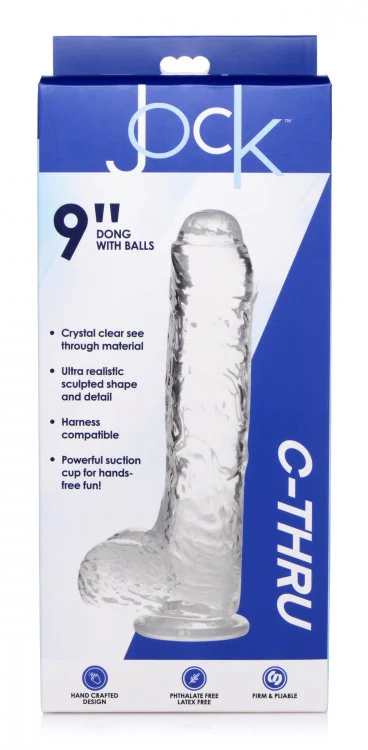 UNCUT Jock C-Thru SLIM Dildo w. Balls - 9 Inch - Image 9