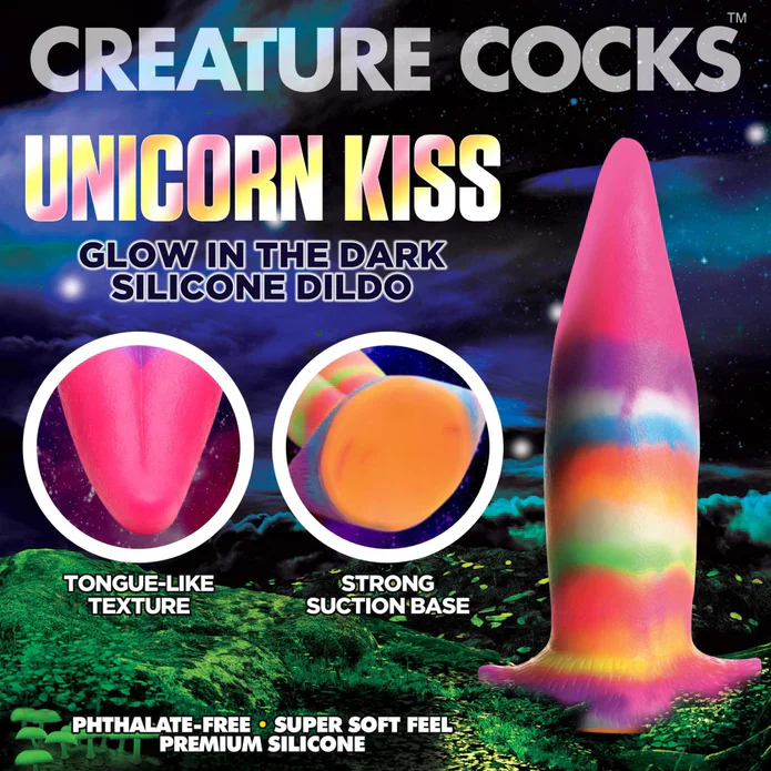 Creature Cock Unicorn Kiss Unicorn Tongue Glow-In-The-Dark Silicone Dildo - Image 2