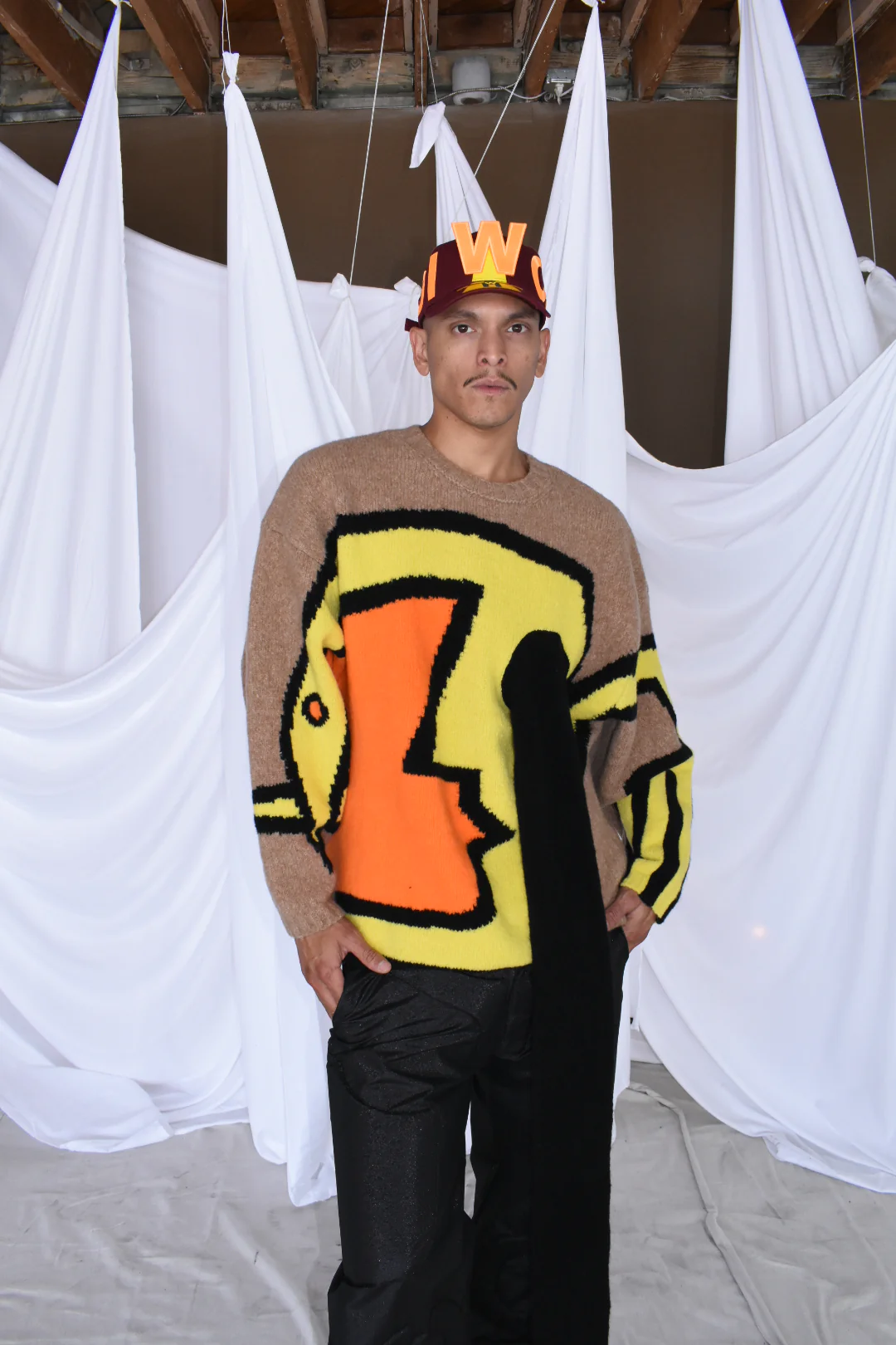 Walter Van Beirendonck Moon Eye Camel Knit FW 24-25 - Image 3