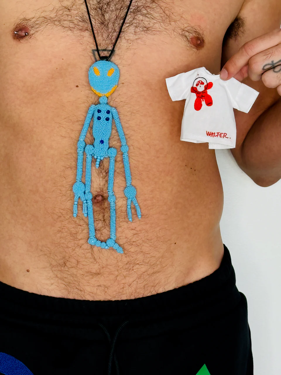 Walter Van Beirendonck Alien Friend + T Necklace in Blue - Image 12