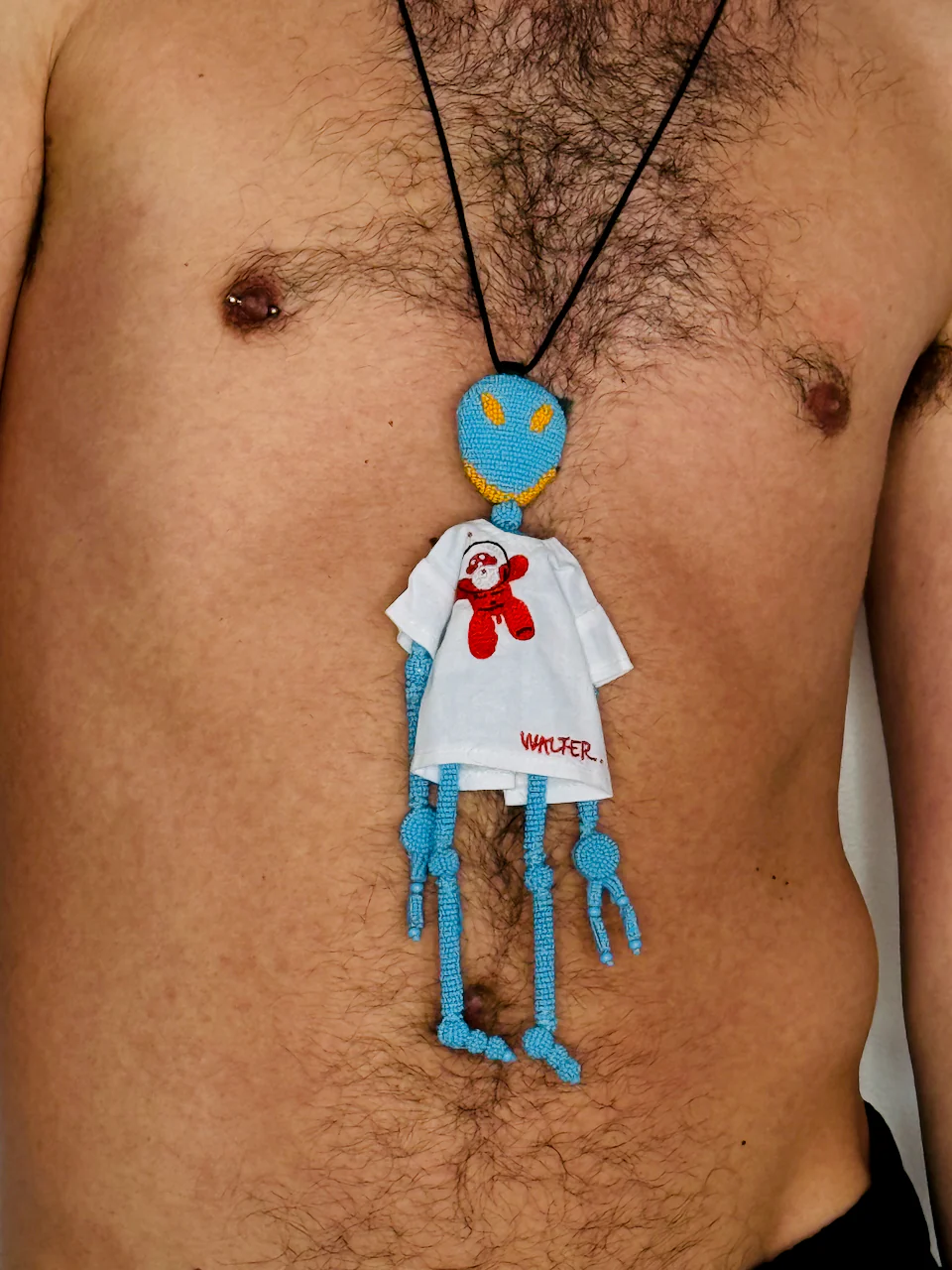 Walter Van Beirendonck Alien Friend + T Necklace in Blue - Image 8