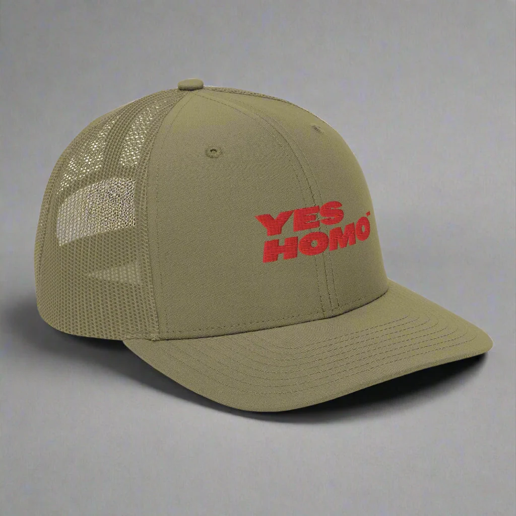 Yes Homo Trucker Hat in Olive Green - Image 2
