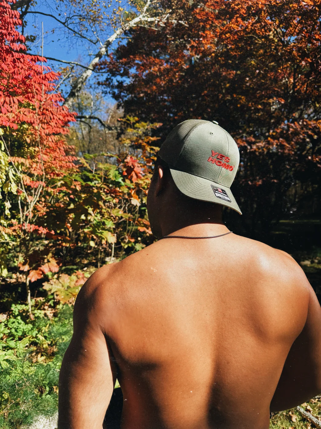 Yes Homo Trucker Hat in Olive Green - Image 3
